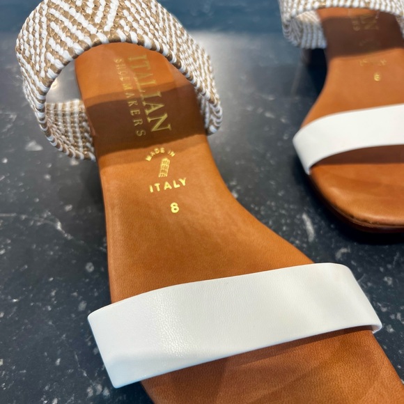 Italian Shoemakers White and Tan Braided Strap Sandals - Picture 4 of 4